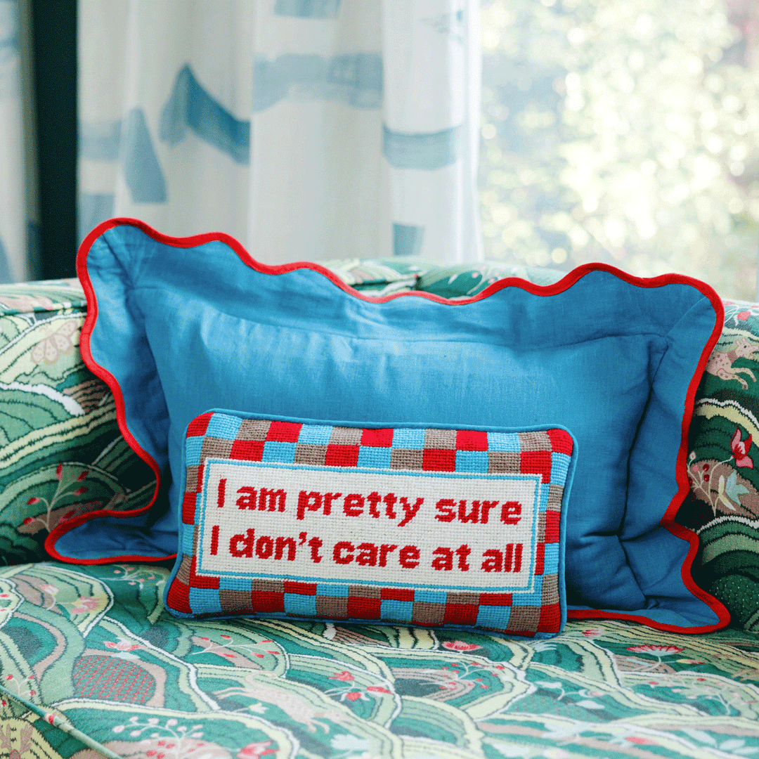 Don't Care Needlepoint Pillow