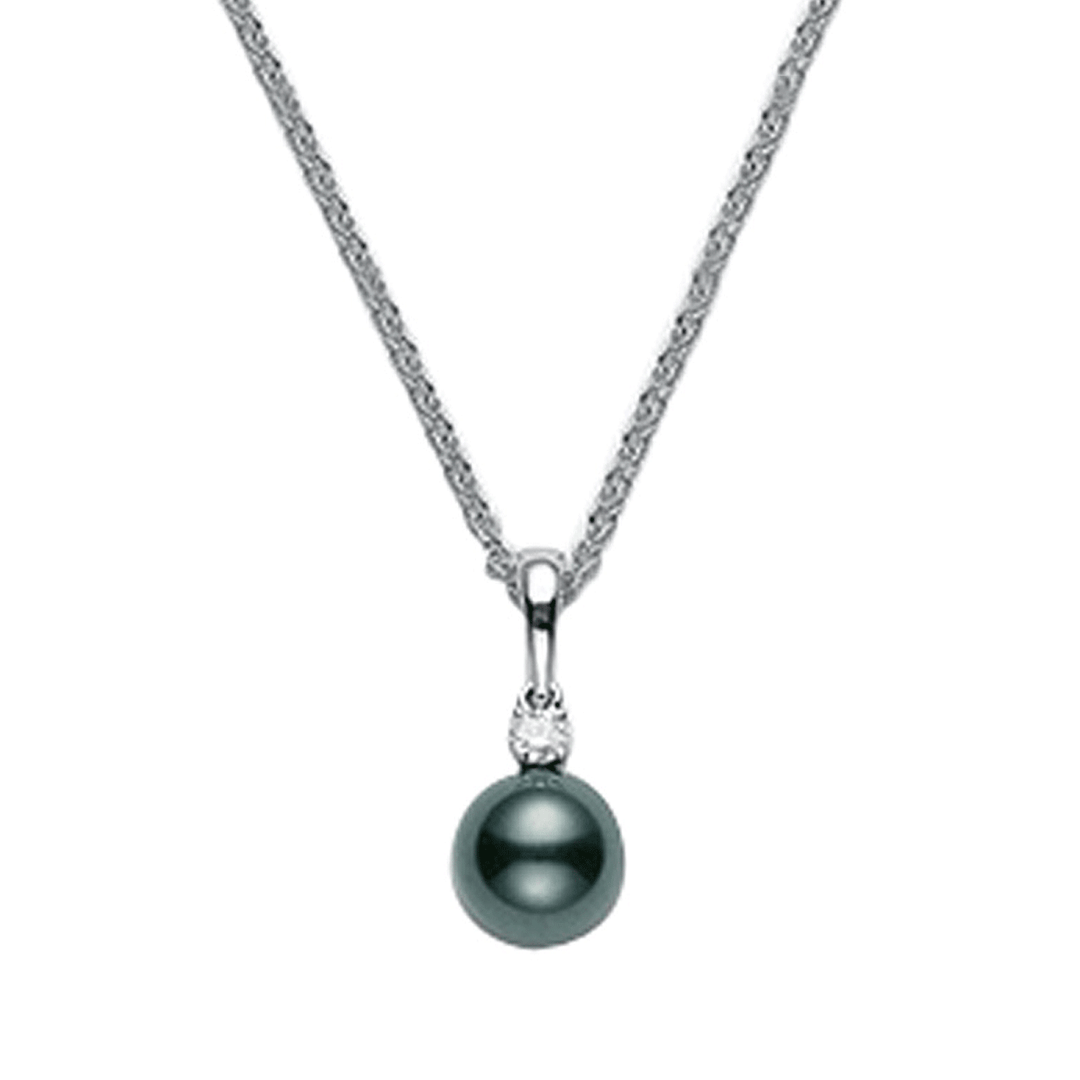 Mikimoto 18k White Gold Akoya Pearl Diamond Pendant