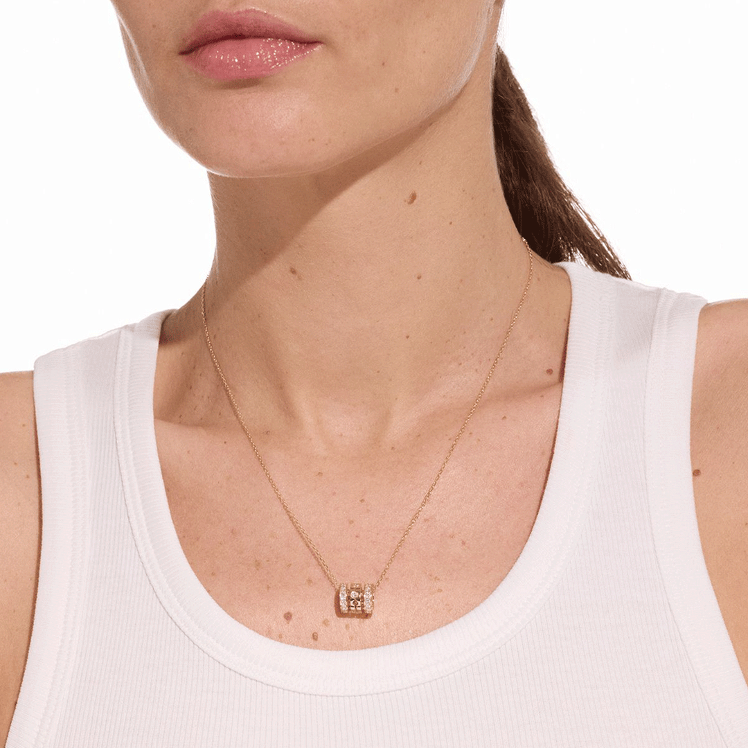 Dinh Van 18k Pulse Pave Diamond .62 Total Weight 3 Row Pendant