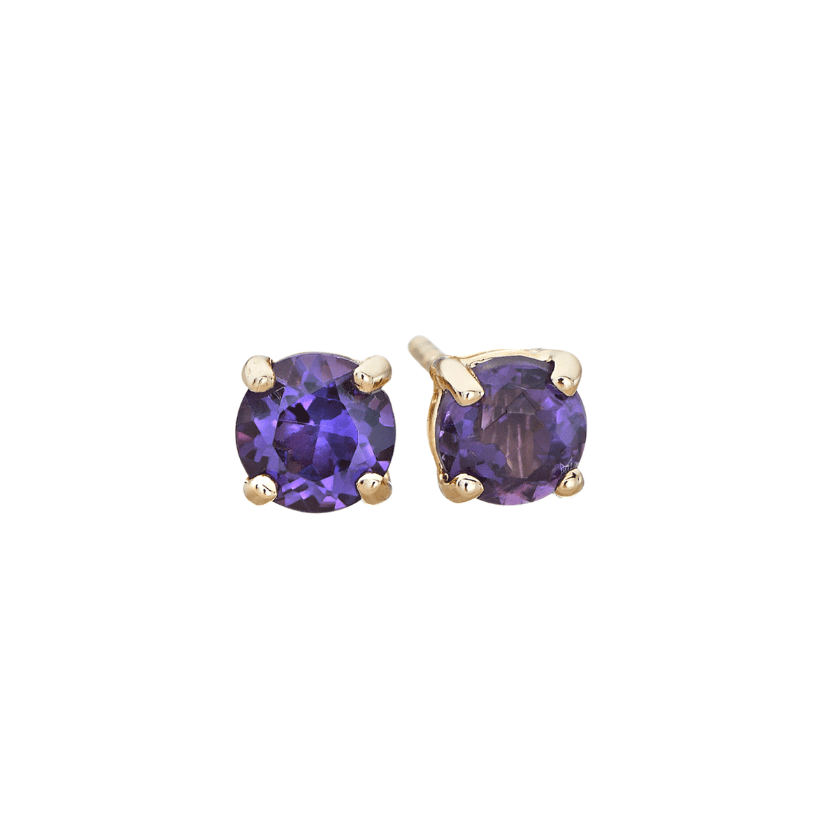 14k Yellow Gold and .50 Total Weight Amethyst Stud Earrings