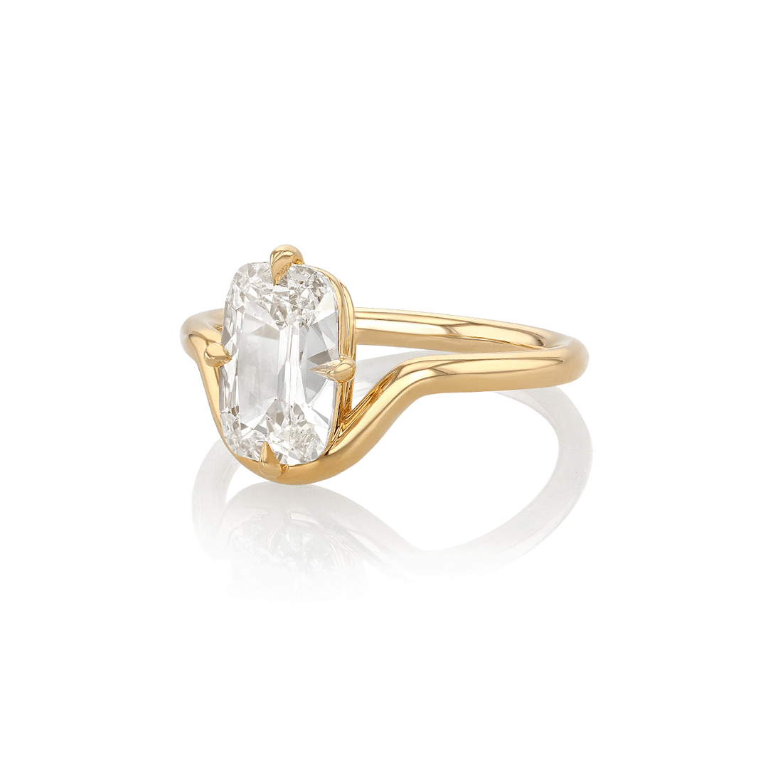 18k Yellow Gold and Cushion Cut Diamond 1.50 Total Weight Engagement Ring