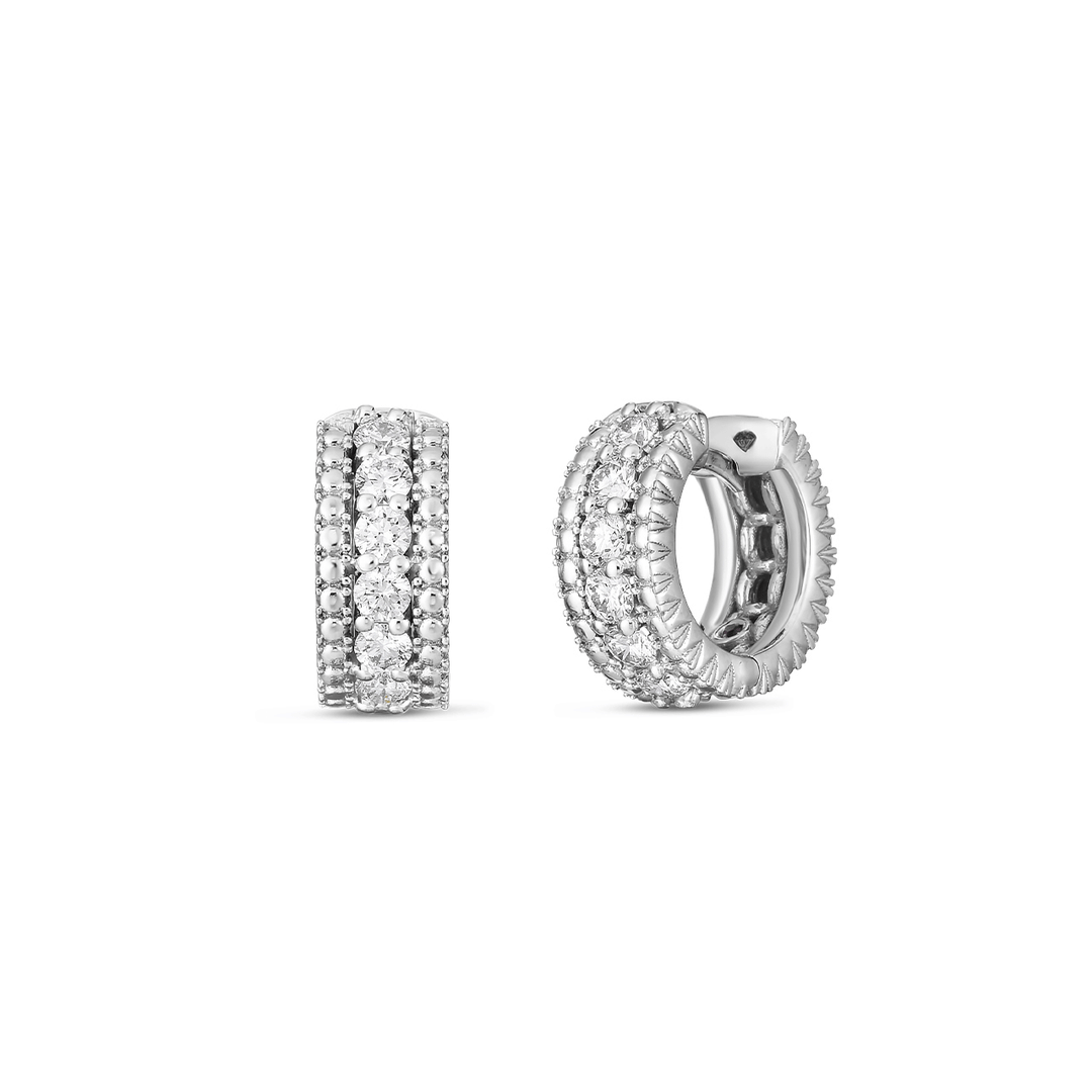 Roberto Coin Siena 18k White Gold Diamond Huggie Hoop Earrings