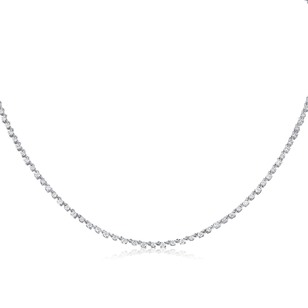 14k White Gold and Diamond 1.35 Total Weight Line Necklace