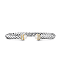 David Yurman Sterling Silver with 14K Yellow Gold, Pearls and Diamonds, 6mm Cable Flex® Bracelet