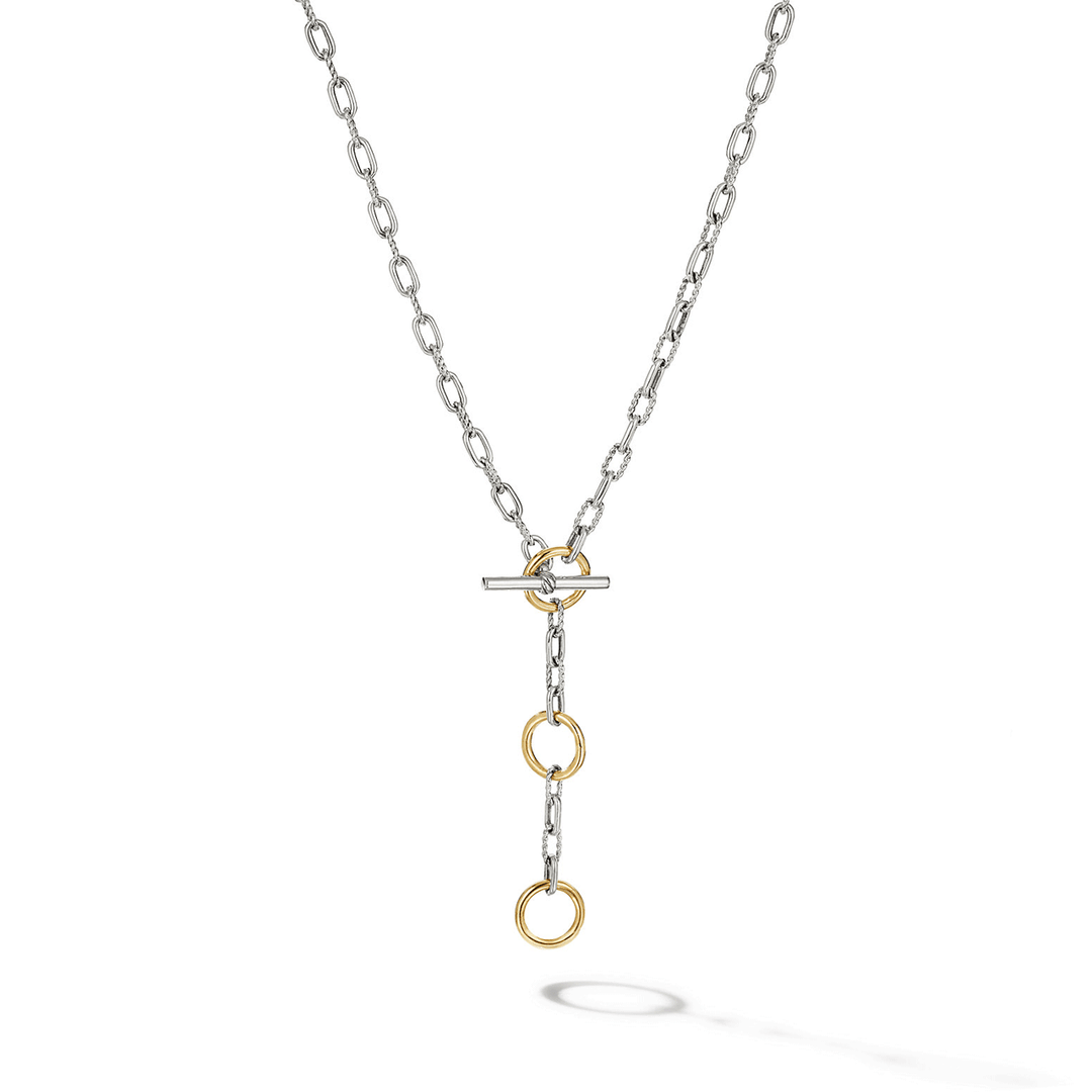 David Yurman Madison Three Ring Chain Necklace with 18k Yellow Gold