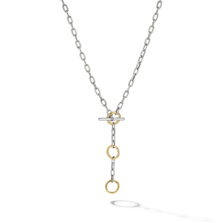 David Yurman Madison Three Ring Chain Necklace with 18k Yellow Gold