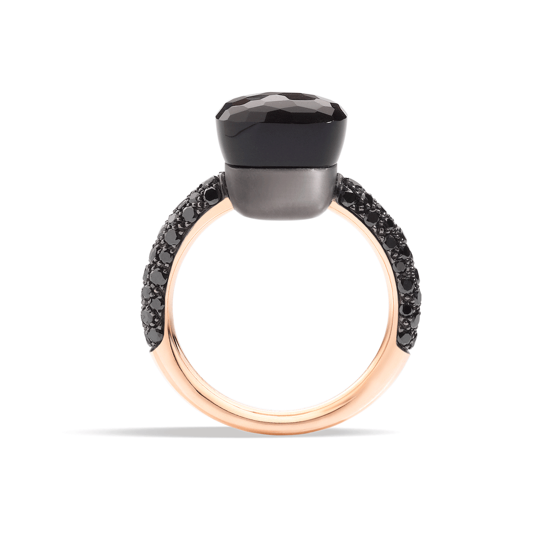 Pomellato Nudo 18k Rose Gold Titanium Obsidian and Black Diamond Ring