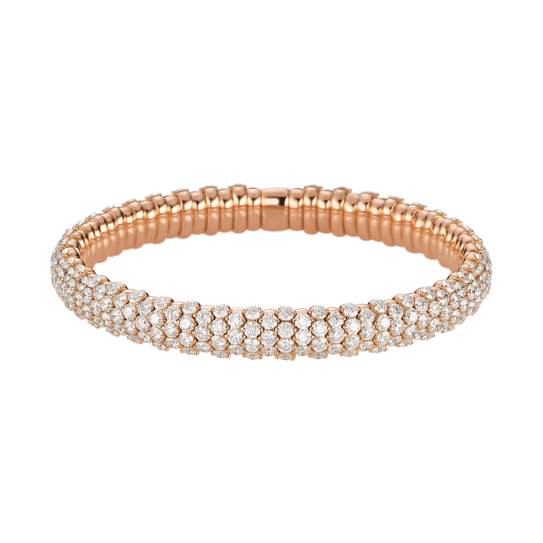 18k Rose Gold Stretch Diamond 10.41 Total Weight Bracelet