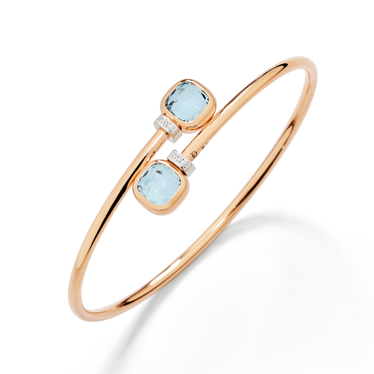 Pomellato Nudo 18k Rose Gold and Blue Topaz Mini Bangle