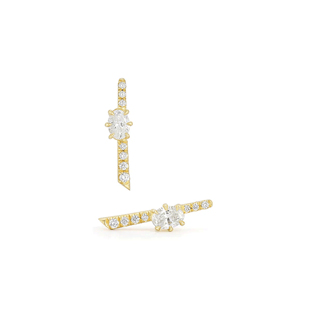 Jade Trau Rae 18k Yellow Gold Diamond Pave Stud Earrings