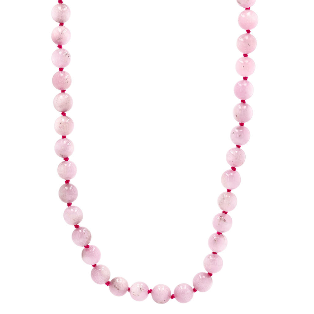 Hot-Pink Silk Kunzite Bead Necklace