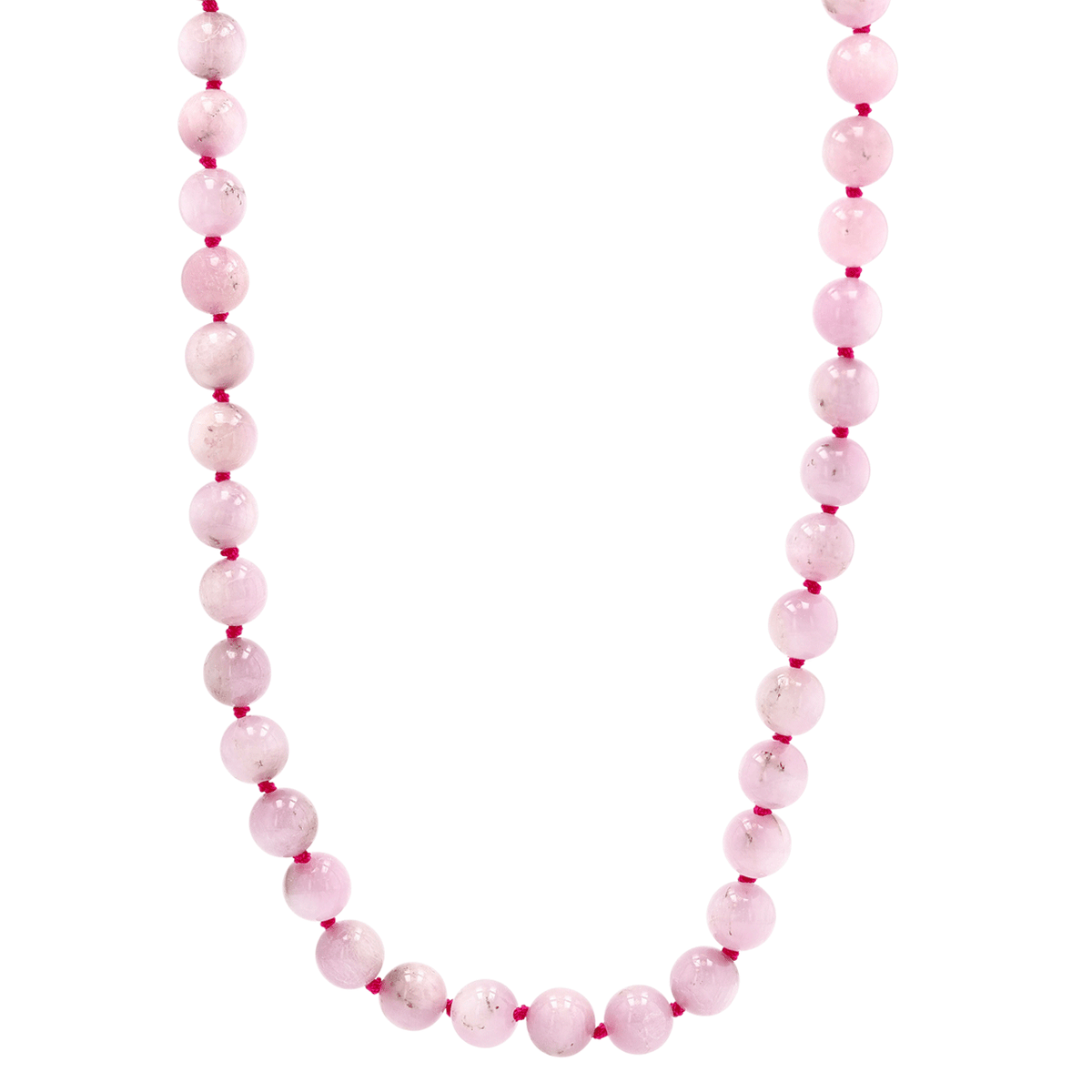 Hot-Pink Silk Kunzite Bead Necklace