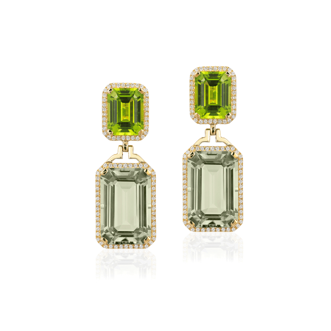 Goshwara Gossip 18k Yellow Gold Prasiolite and Peridot Earrings