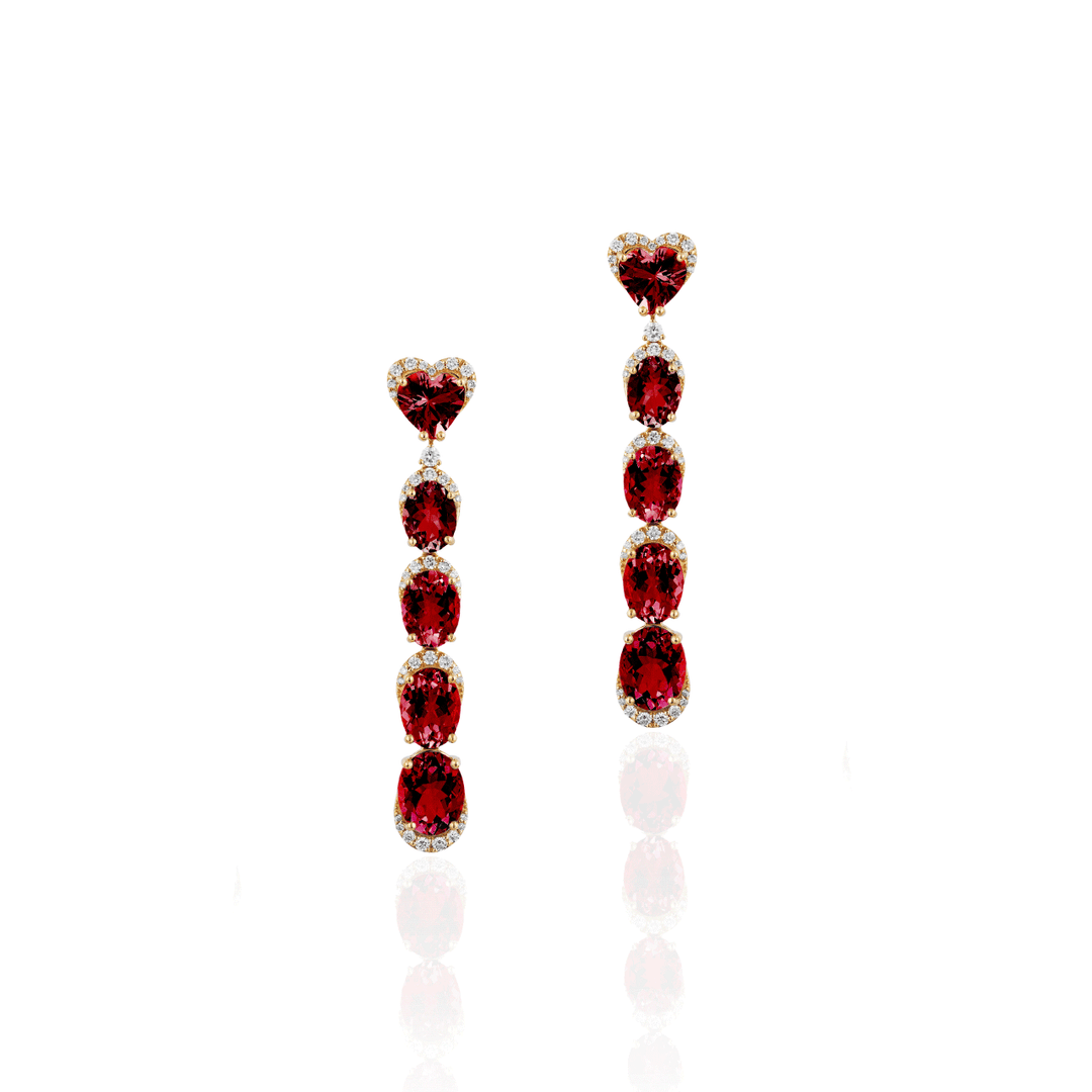 Goshwara G-one 18k Yellow Gold Garnet and Diamond Drop Earrings