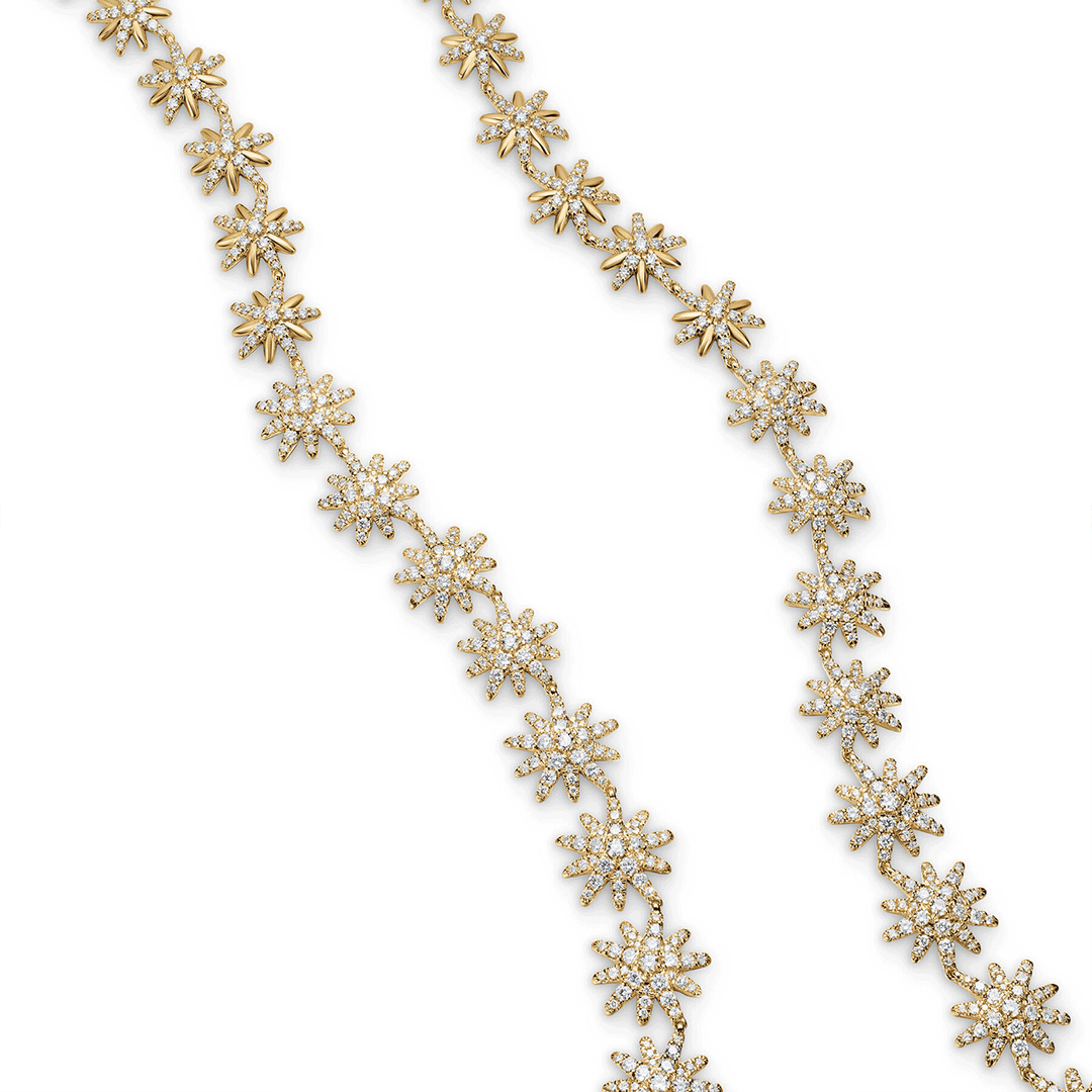 David Yurman Starburst Tennis Necklace 18K Yellow Gold with Diamonds, 12.5mm