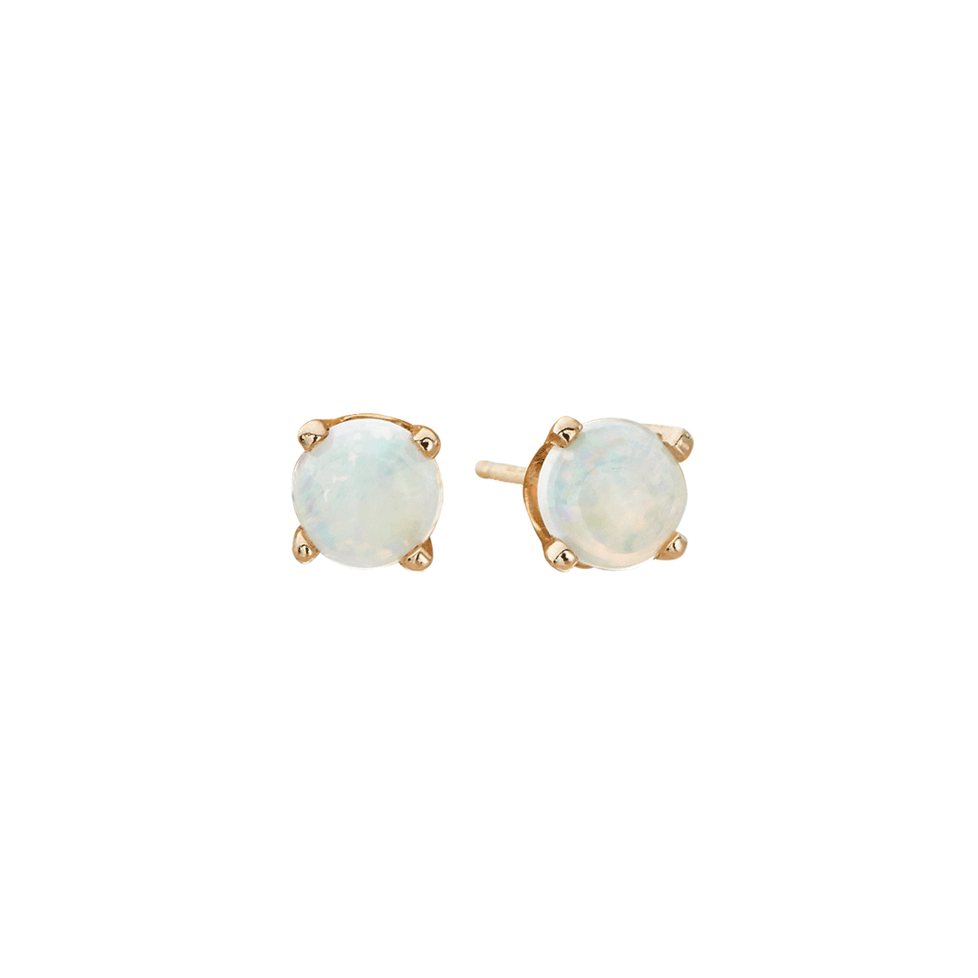 14k Yellow Gold and .20 Total Weight Opal Stud Earrings