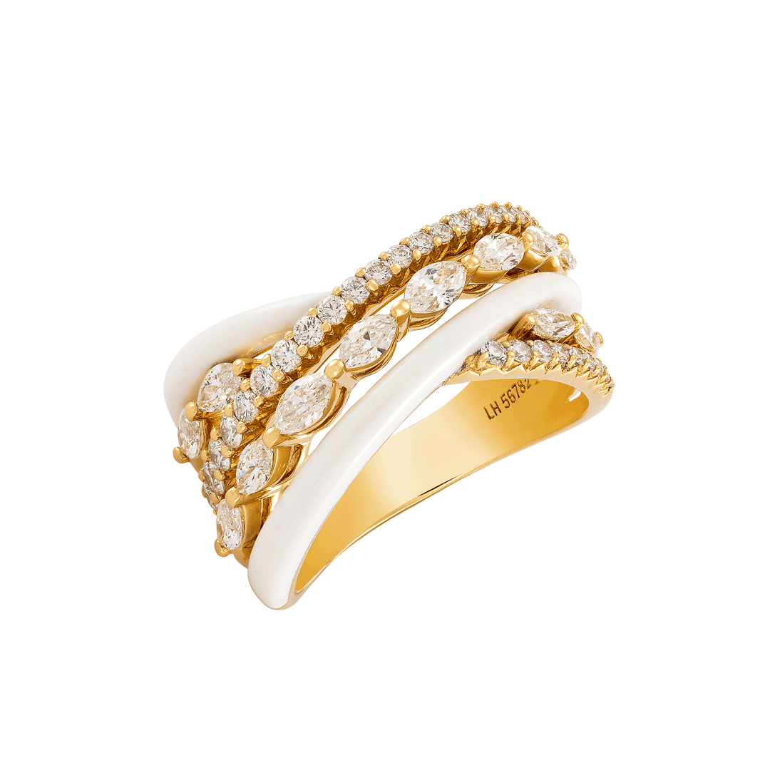 Etho Maria 18k Yellow Gold and Diamond Crossover Ring