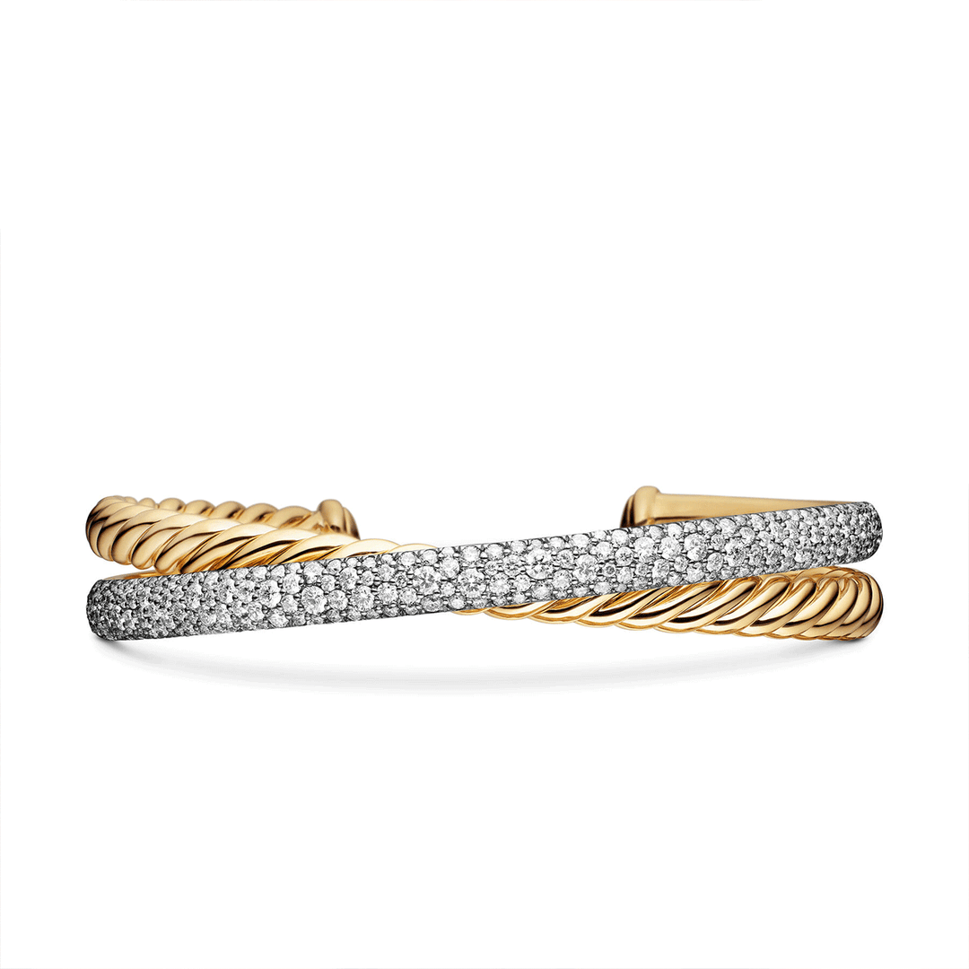 David Yurman Pavé Crossover Two Row Cuff Bracelet  Medium