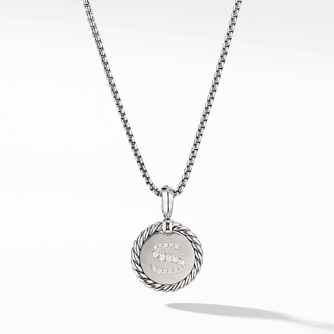 David Yurman Initial S Charm Necklace with Diamonds