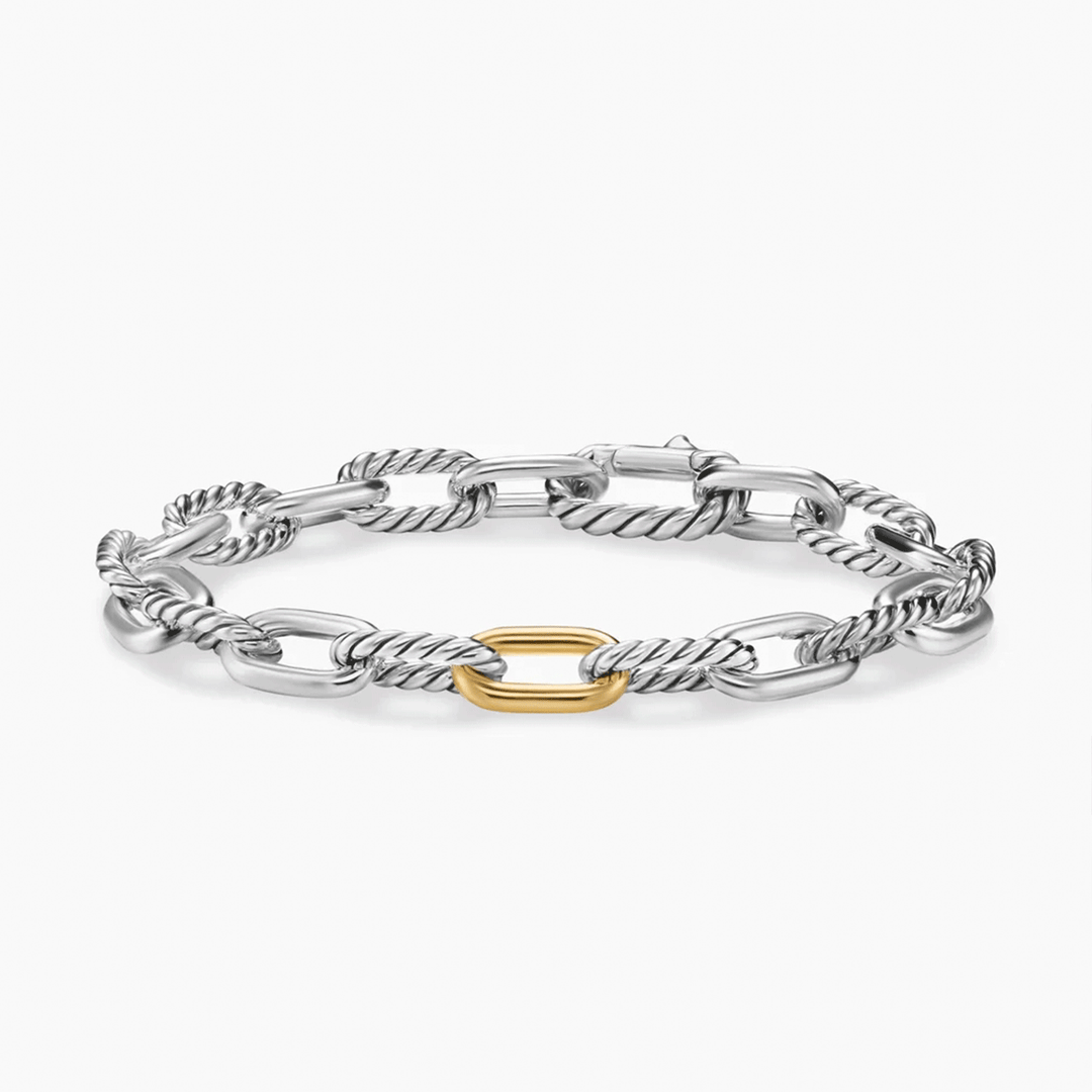 David Yurman Madison Chain Bracelet Sterling Silver with 18k Yellow Gold, 8.5mm