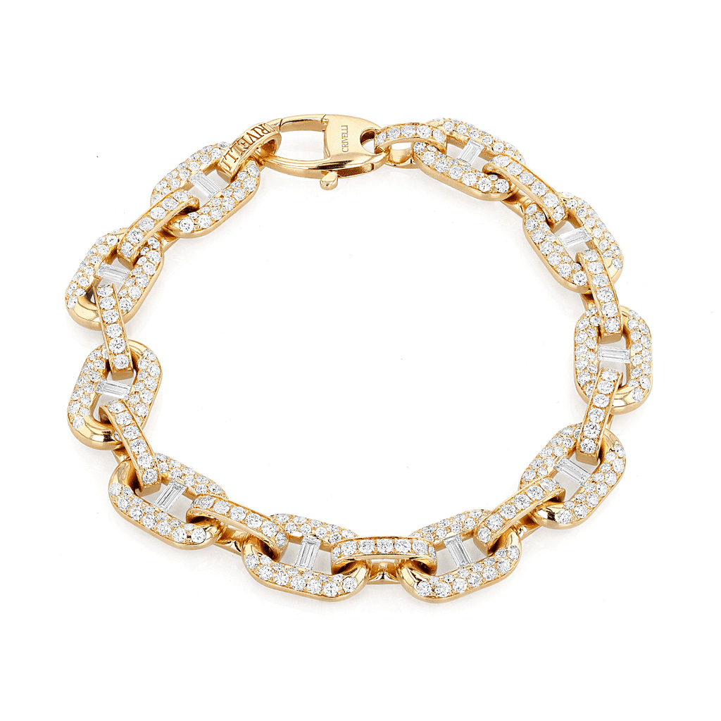 18k Rose Gold and 0.95 Total Weight Diamond Pave Link Bracelet