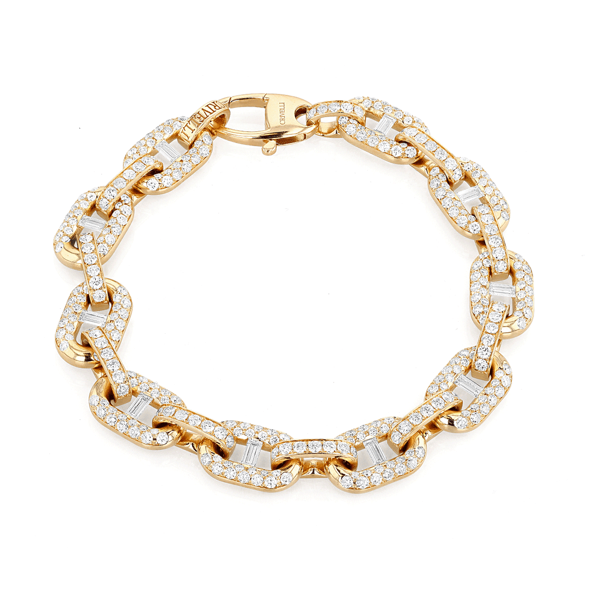18k Rose Gold and 0.95 Total Weight Diamond Pave Link Bracelet