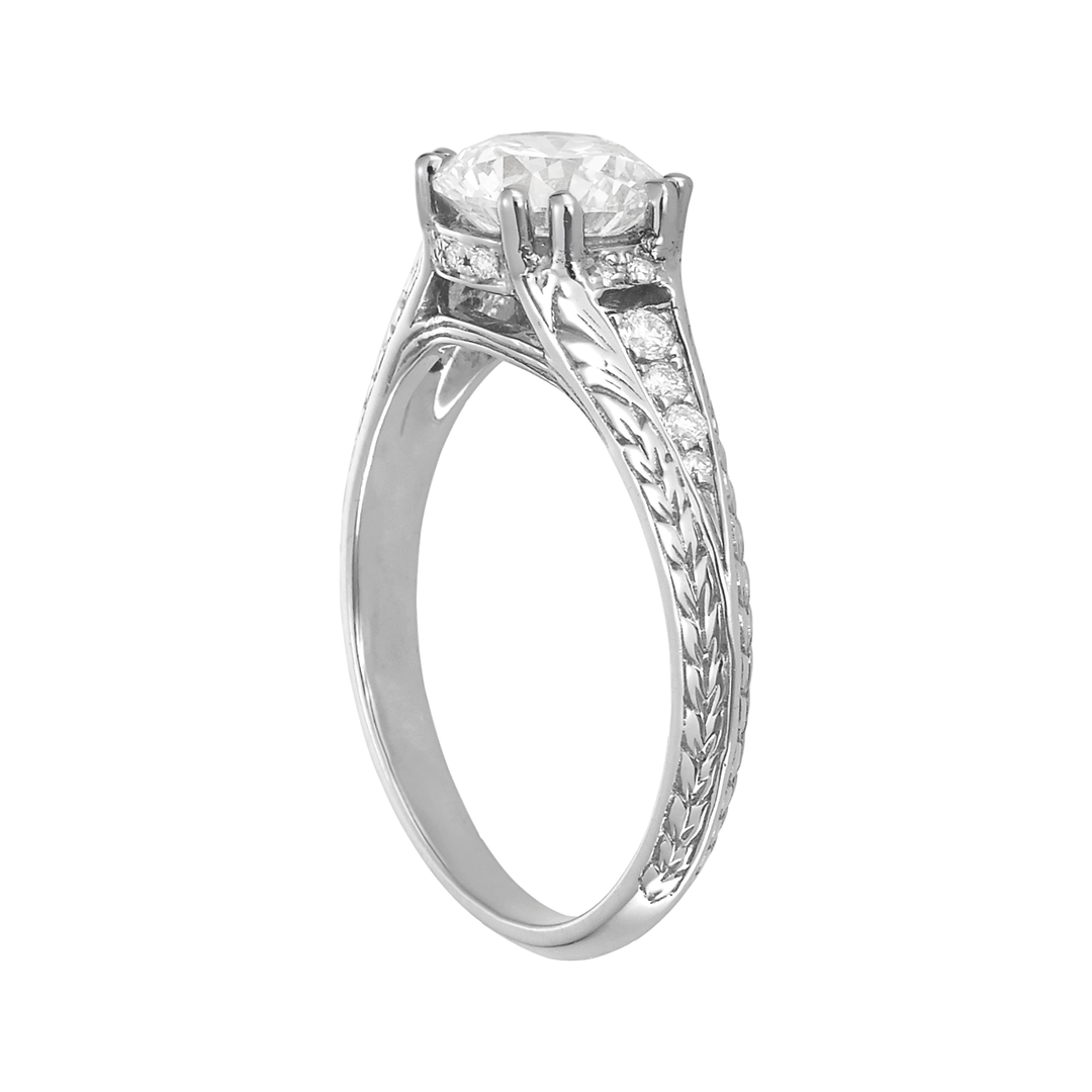 1912 18k White Gold and Diamond Engagement Mounting Ring