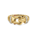 David Yurman Buckle Ring 18K Yellow Gold with Rubies and Diamonds, 10.4mm