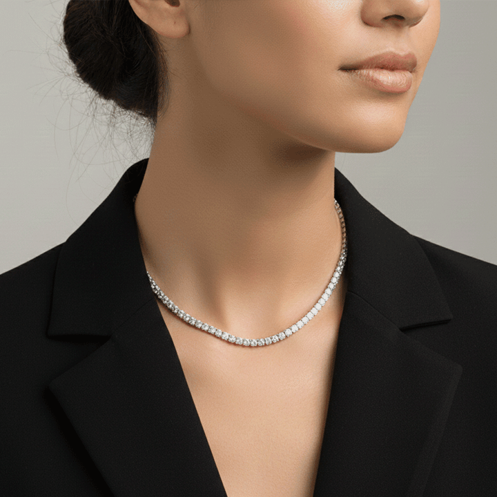 18k Gold and 32.50 Total Weight Diamond Line Necklace