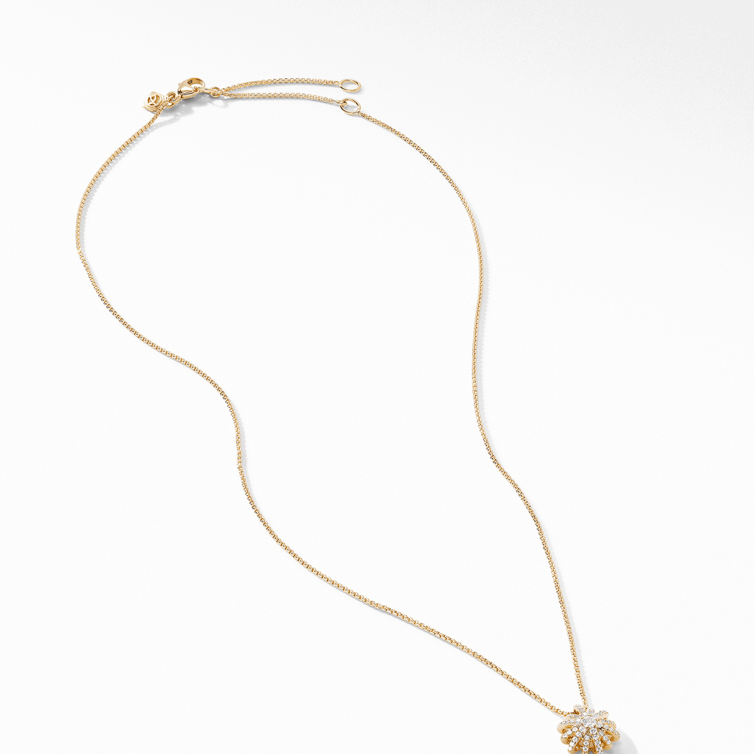 David Yurman Starburst Pendant Necklace in 18k Yellow Gold with Pavé Diamonds