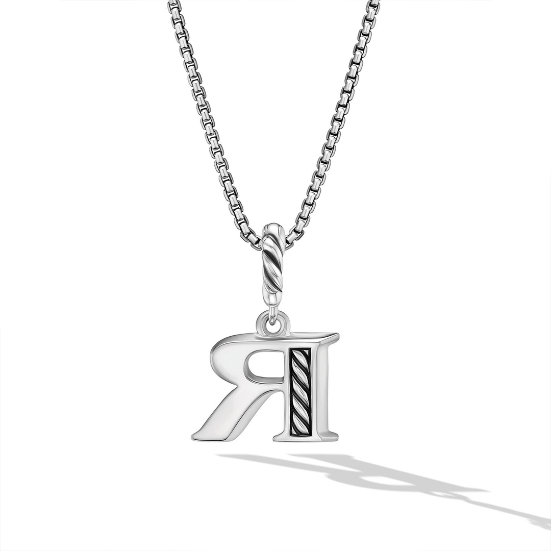 David Yurman Pavé Initial Pendant Necklace with Diamond R