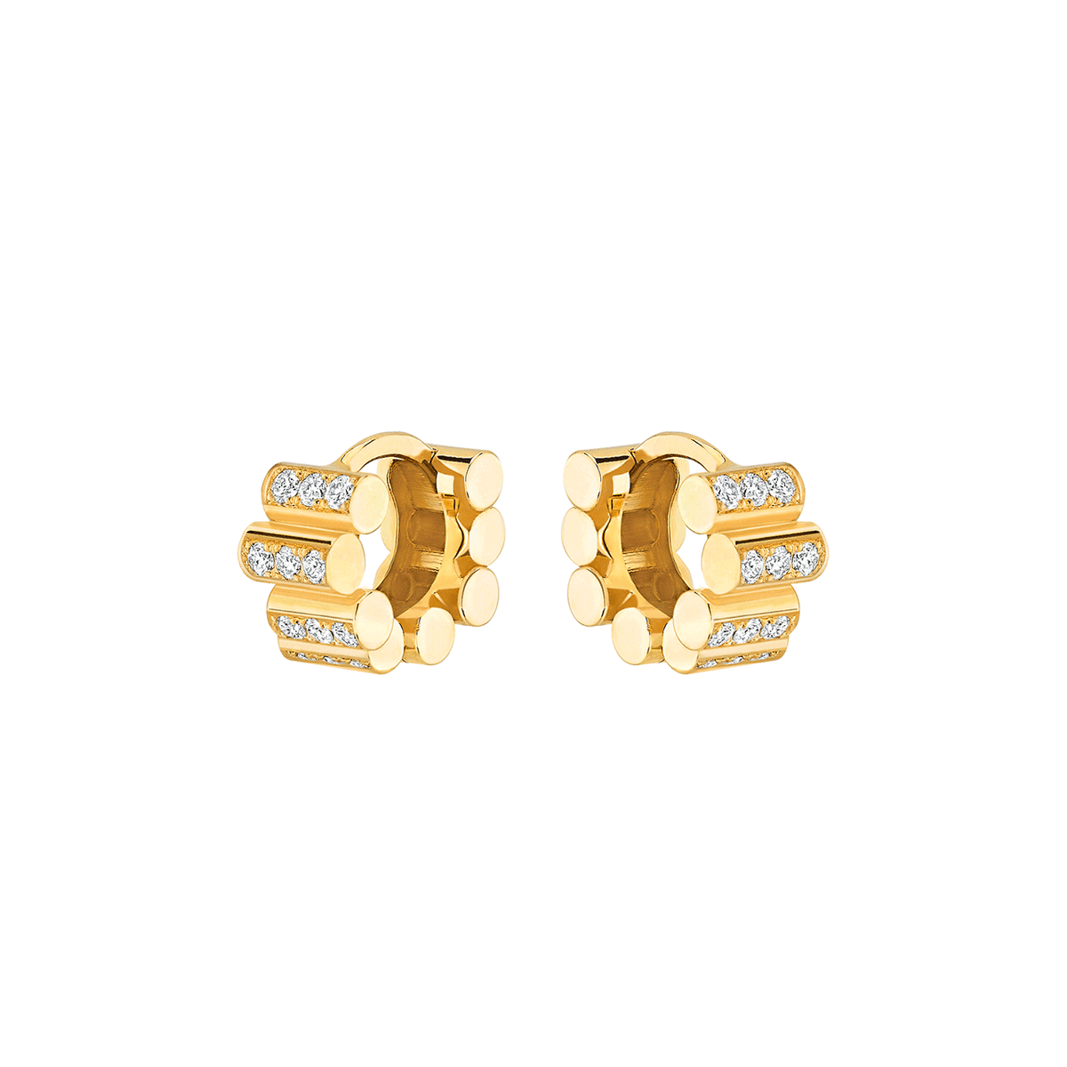 Viltier 18k Yellow Gold Edge Diamond Huggie Earrings
