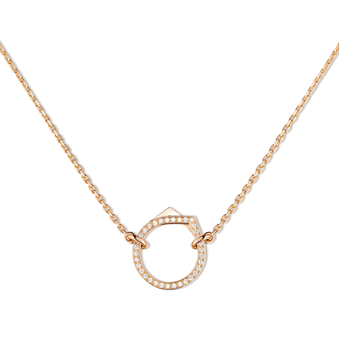 Repossi Antifer Pendant in 18k Rose Gold Paved with Diamonds