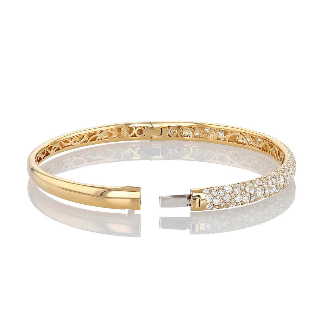 Luminous 18k Yellow Gold and Diamond 3.91 Total Weight Bangle