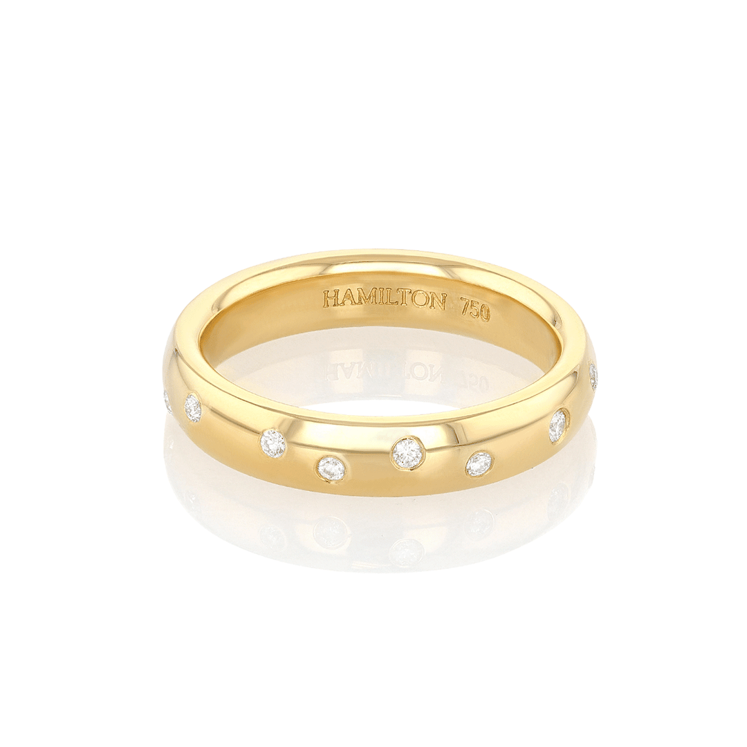 18k Yellow Gold and .25 Total Weight Diamond Comfort Fit Band