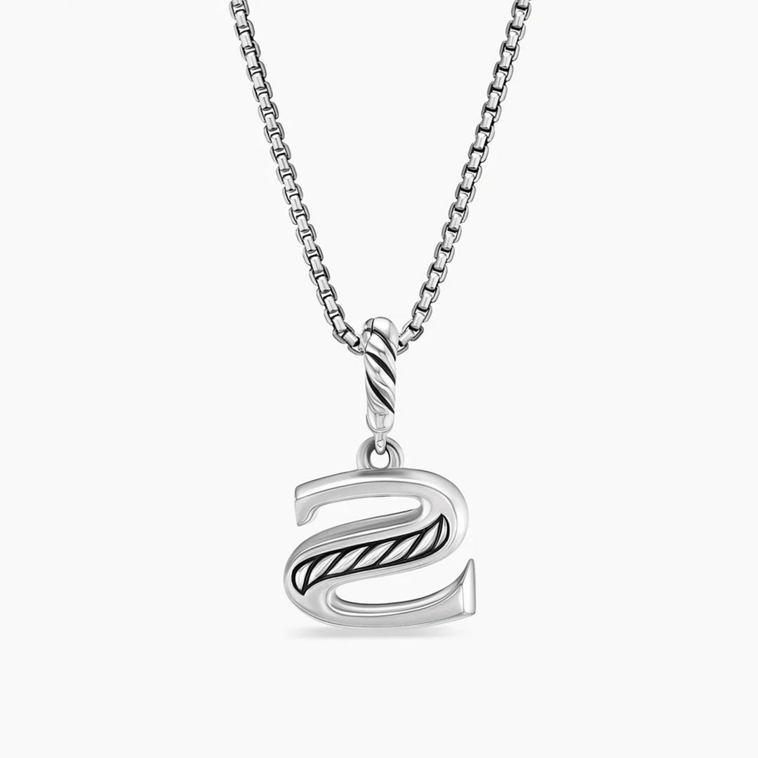 David Yurman Pavé Initial Pendant Necklace Sterling Silver with Diamond S