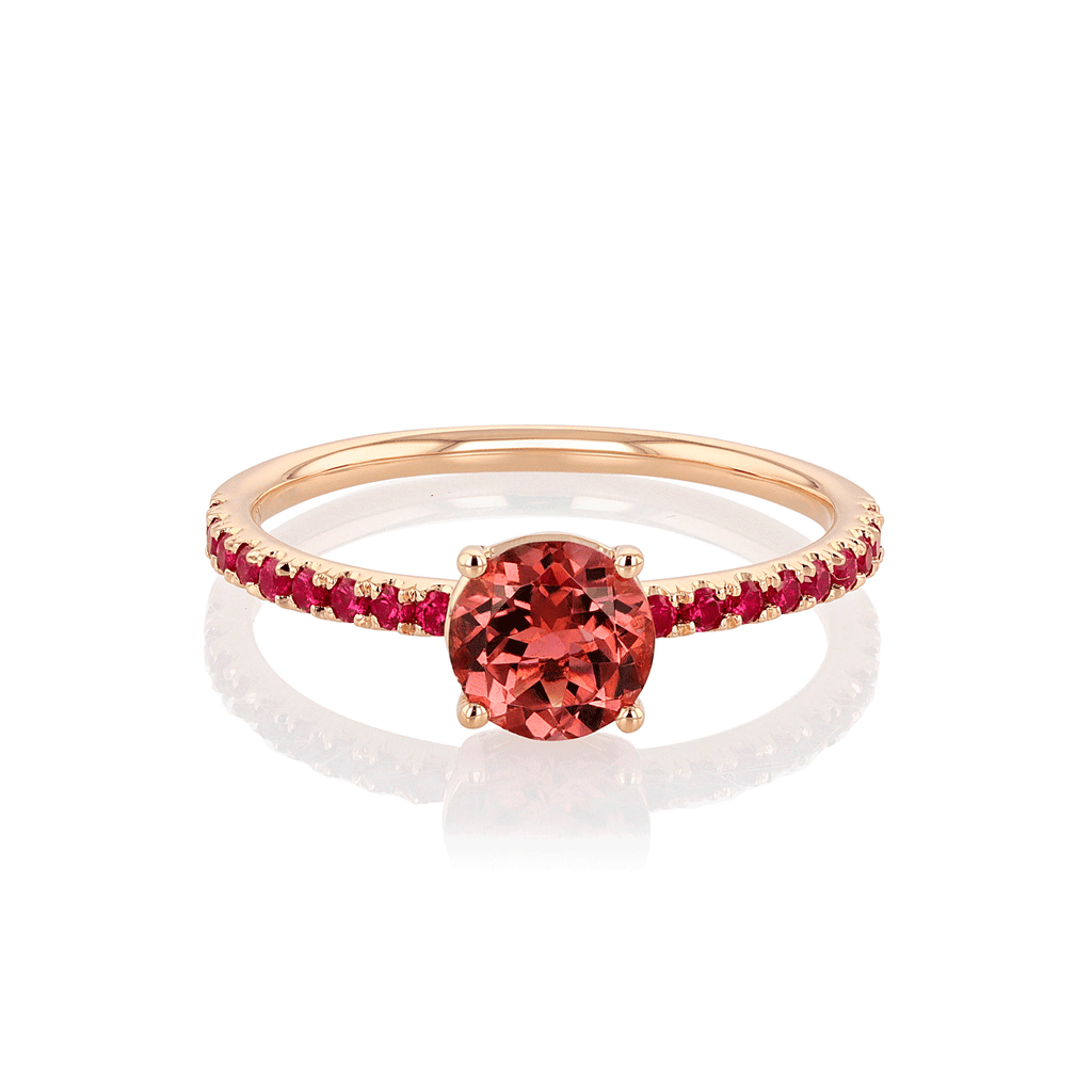 Hamilton Facets Collection 18k Rose Gold Pink Tourmaline and Ruby Ring