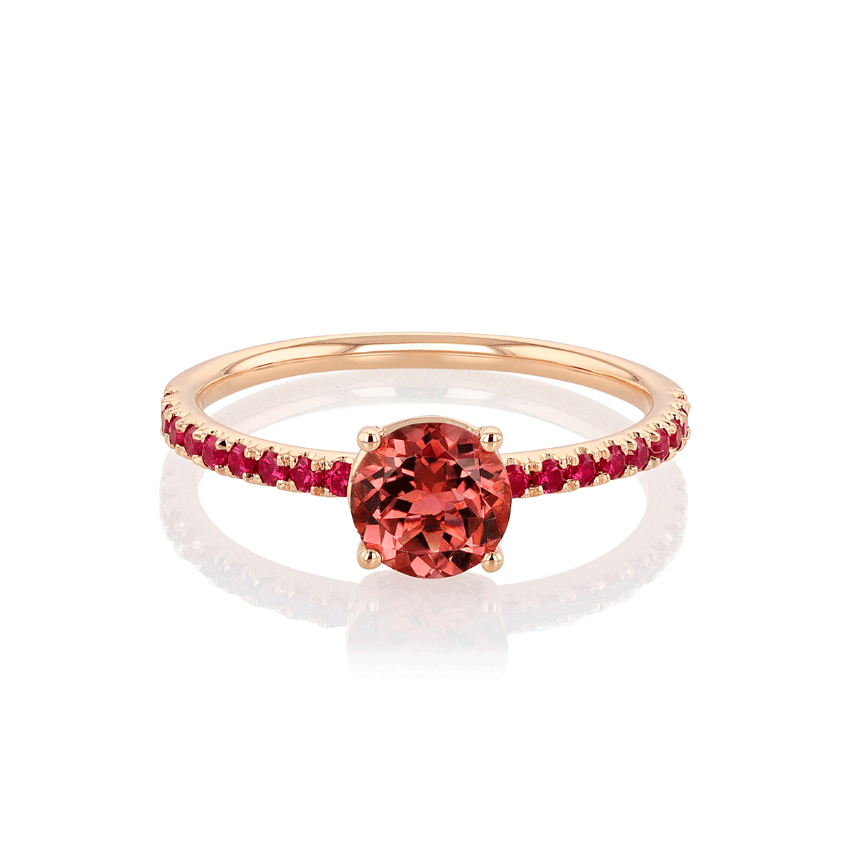 Hamilton Facets Collection 18k Rose Gold Pink Tourmaline and Ruby Ring