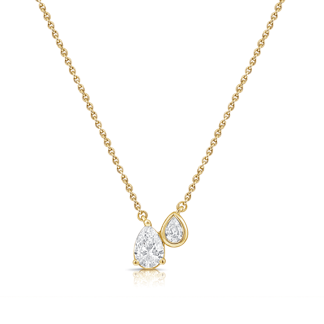 14k Yellow Gold and .40 Total Weight Pear Shape Diamond Pendant