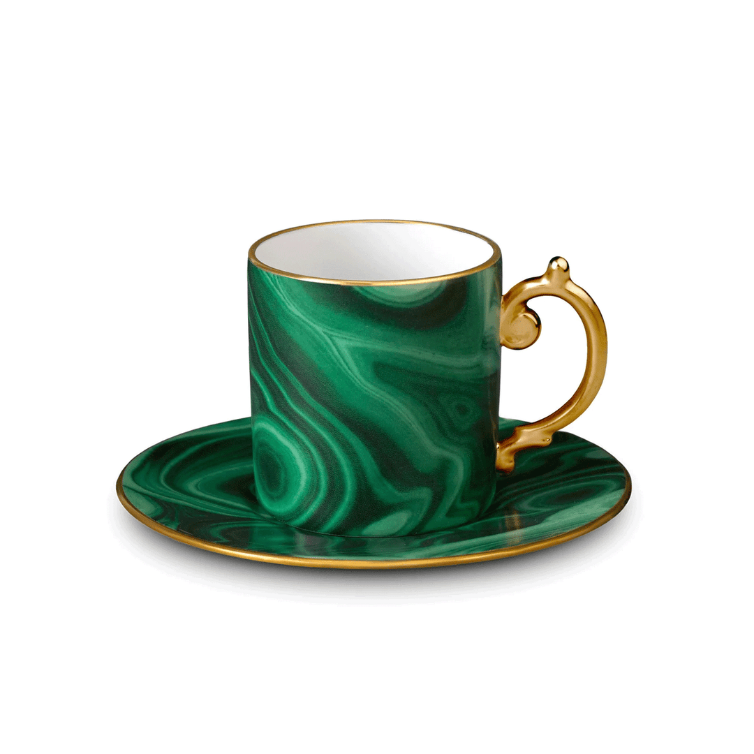 L'Objet Malachite Espresso Cup and Saucer