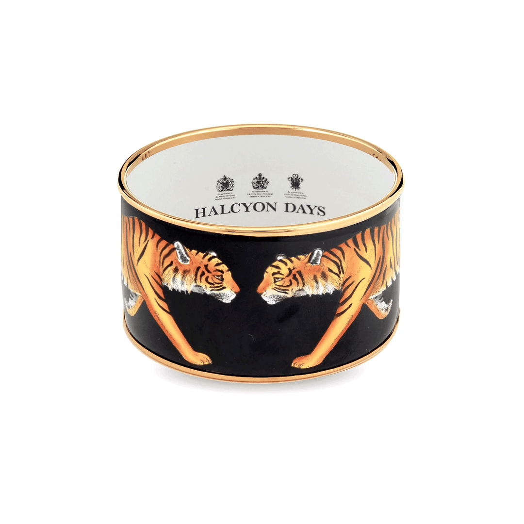 Halcyon Days Tiger Black & Gold Cuff Bracelet