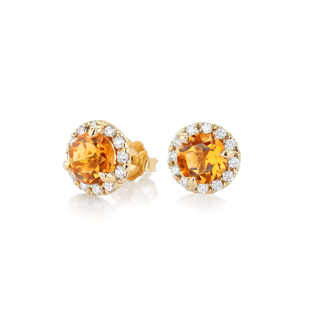 Hamilton Lisette Collection 14k Yellow Gold and 2.00 Total Weight Citrine Diamond Studs