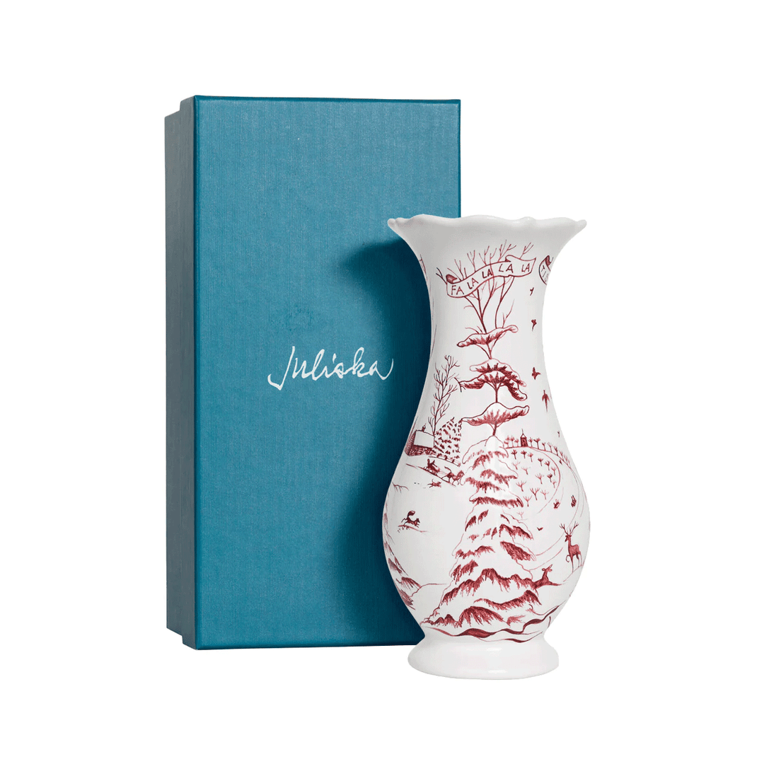 Juliska  Country Estate Winter Frolic 9" Vase - Ruby