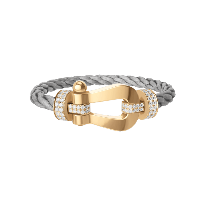FRED Force 10 Steel Cable with 18k Yellow Gold Extra LG Half Pave Diamond Buckle, Exclusively at Hamilton Jewelers