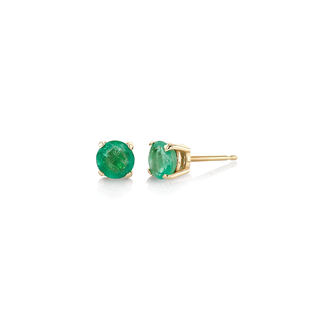 14k 5mm Emerald Birthstone May Stud Earrings
