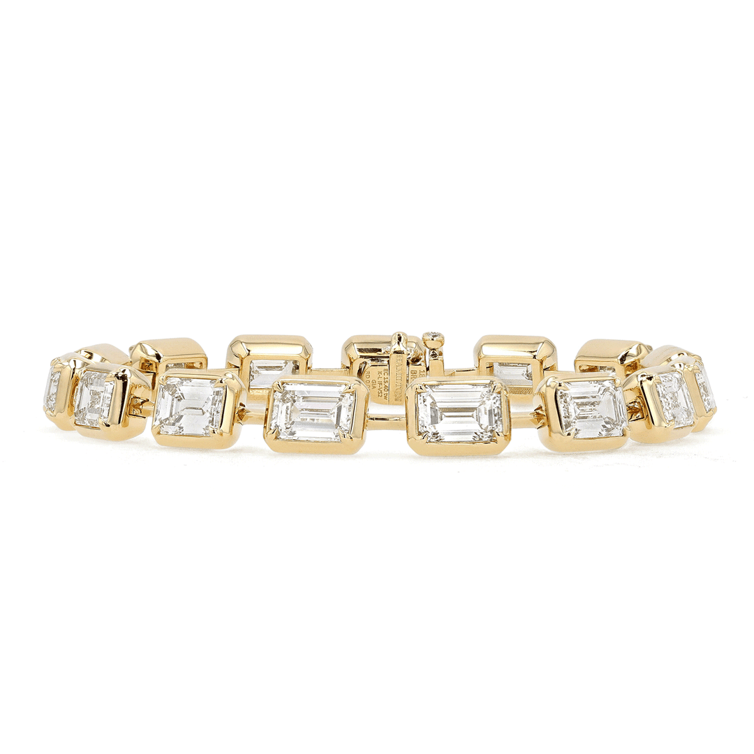 18k Yellow Gold and Emerald Cut Diamond 15.40 Total Weight Bracelet