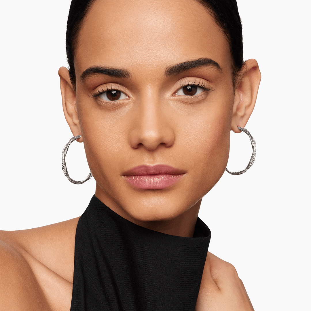 David Yurman Petite Infinity Hoop Earrings in Sterling Silver with Diamonds