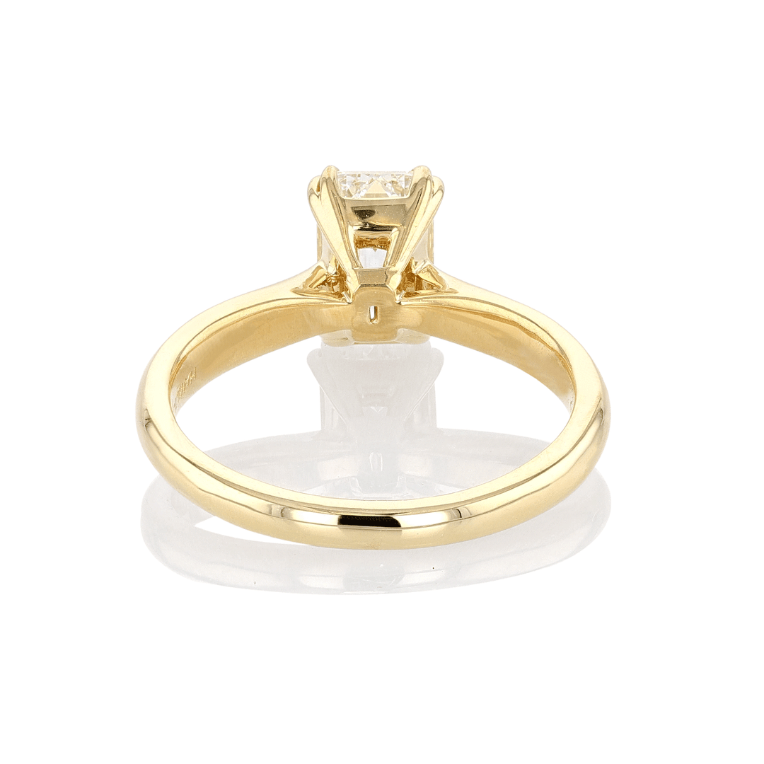 Hamilton Centennial 18k Yellow Gold and 1.51 Total Weight Emerald Cut Diamond Engagement Ring