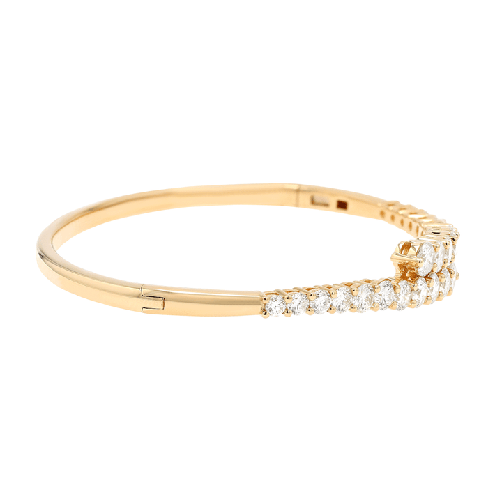 18k Yellow Gold Bypass Diamond 4.20 Total Weight Bangle