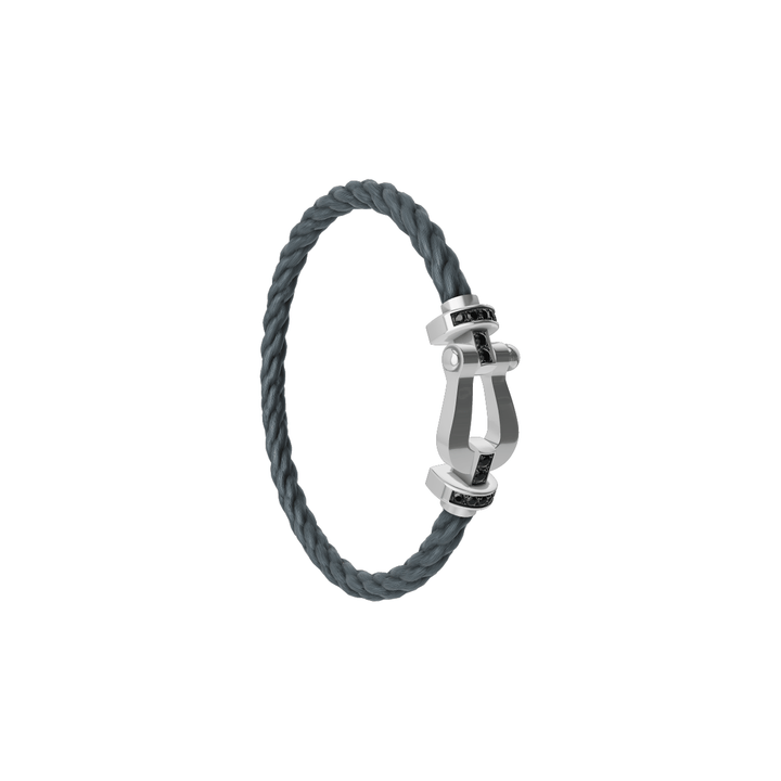 FRED Force 10 Storm Grey Cable with 18k White LG Buckle Half Black Diamond, Exclusively at Hamilton Jewelers